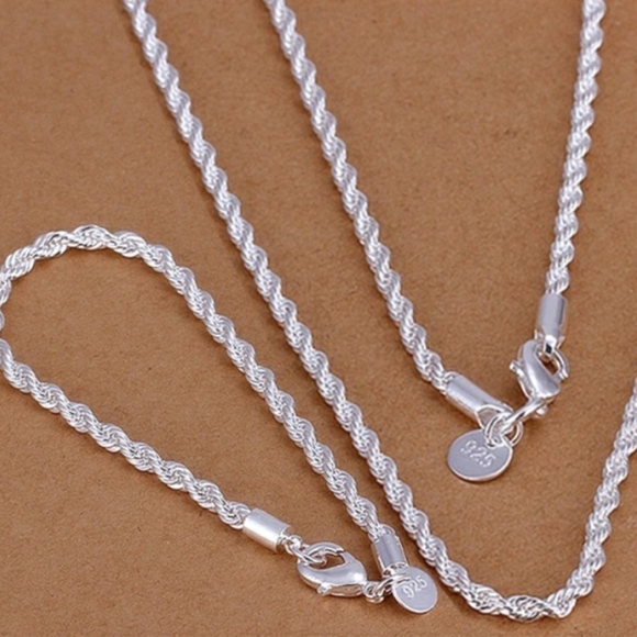 Accessories Mens Sterling Silver Rope Necklace And Bracelet Poshmark